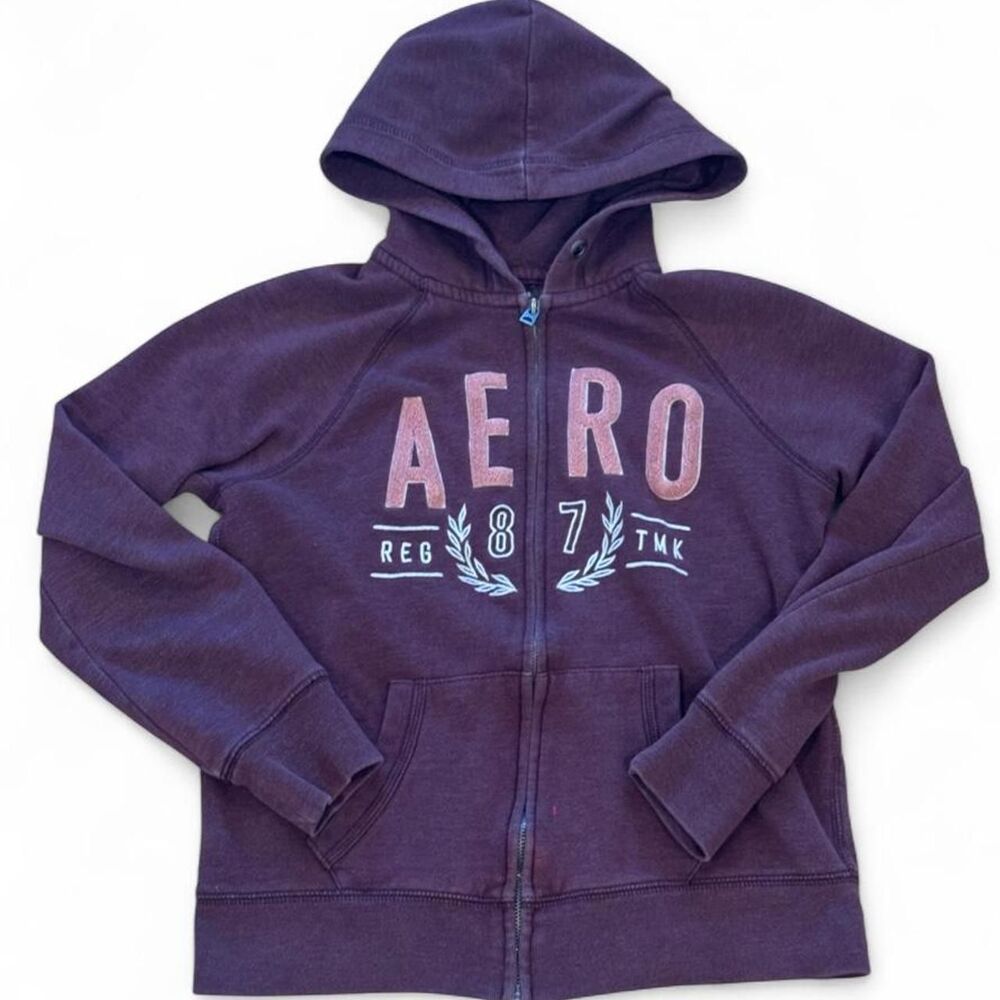 Aeropostale Women's Purple and Burgundy Hoodie